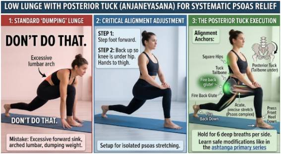Low Lunge with Posterior Tuck (Anjaneyasana)